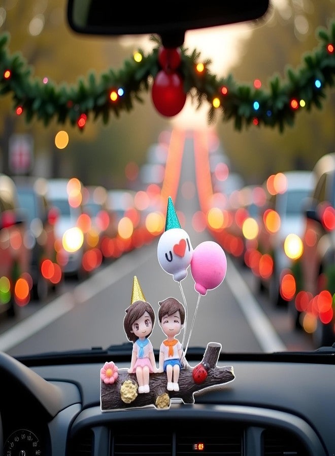 Zhuluck 1pc Lovely Couple Car Decoration,Car Dashboard Decorations Girl and Boy Ornament,Interior Resin Suit,for Couples,Home Décor Accents Tassels - Image 3